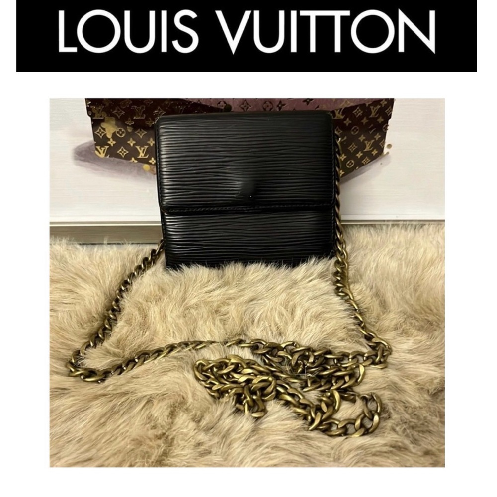 LOUIS VUITTON Epi Unisex Bi-Fold Wallet w/Free Unbranded Chain, Authentic, GUC